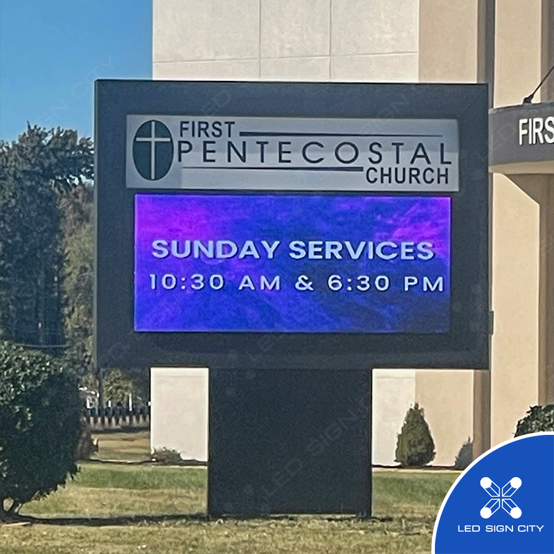 First Pentecostal Church in Union City, TN, brightens their outreach using an advanced LED sign from LED Sign City.