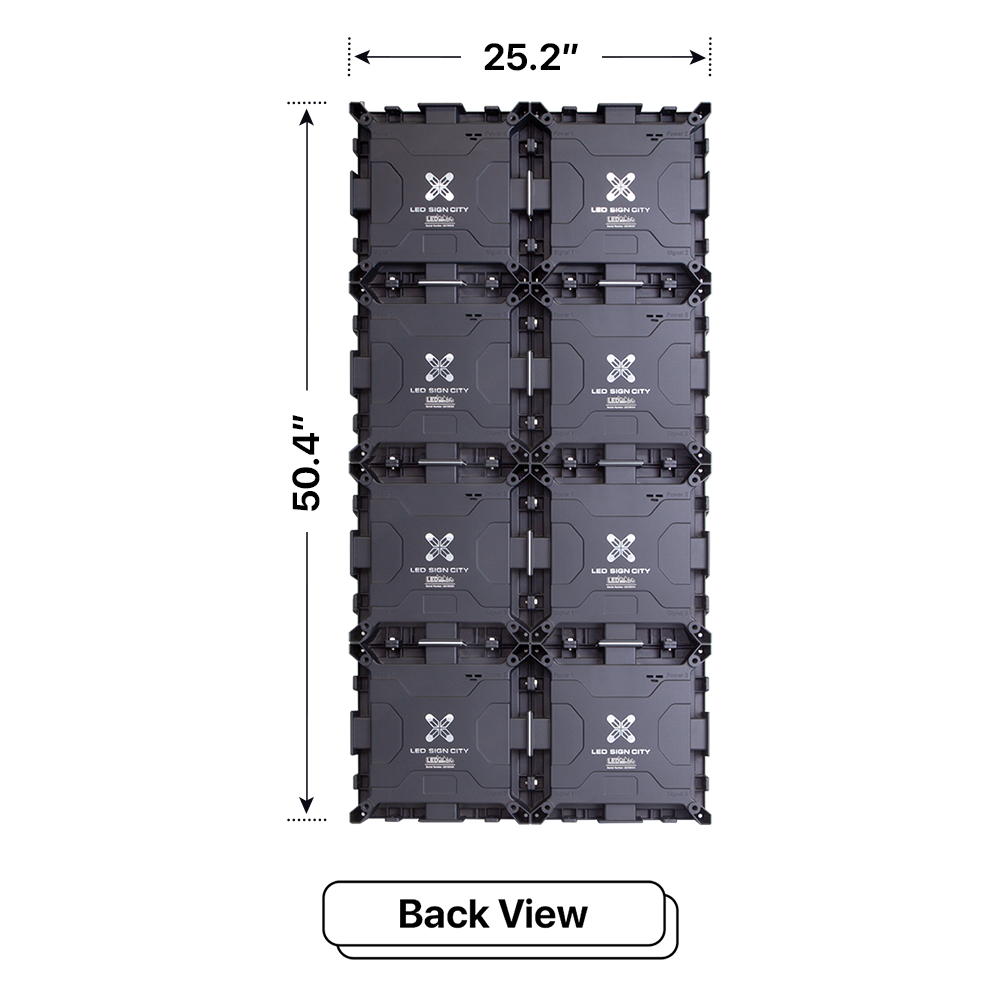 LED Sign City four by two inch LED sign, back view, Brightness up to 10000 nits, digital signage market, led digital signage display, bar signs