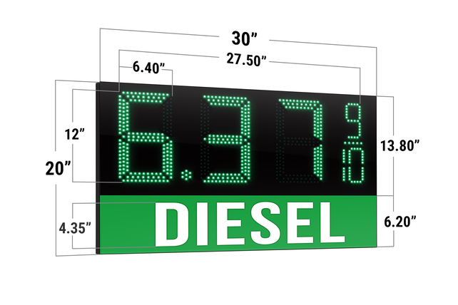 Single-Sided / 12 inches / Green | Description Diesel