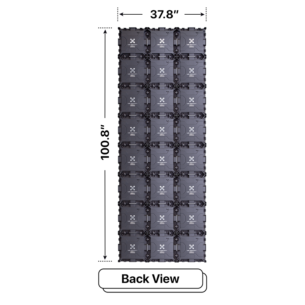 LED Sign City eight by three inch LED sign, back view, 3 Resolution, up to 10000 nits, digital signage marketing, led digital signage display, church signs