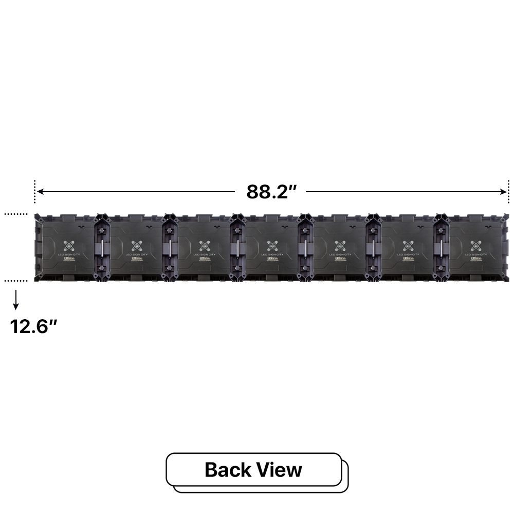 LED Sign City one by seven inch LED sign, back view, 3 Resolution, up to 10000 nits, digital signage marketing, led digital signage display, church signs