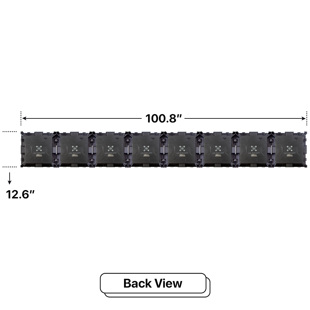 LED Sign City one by eight inch LED sign, back view, 3 Resolution Options, global digital signage market, digital signage led screen, bar signs