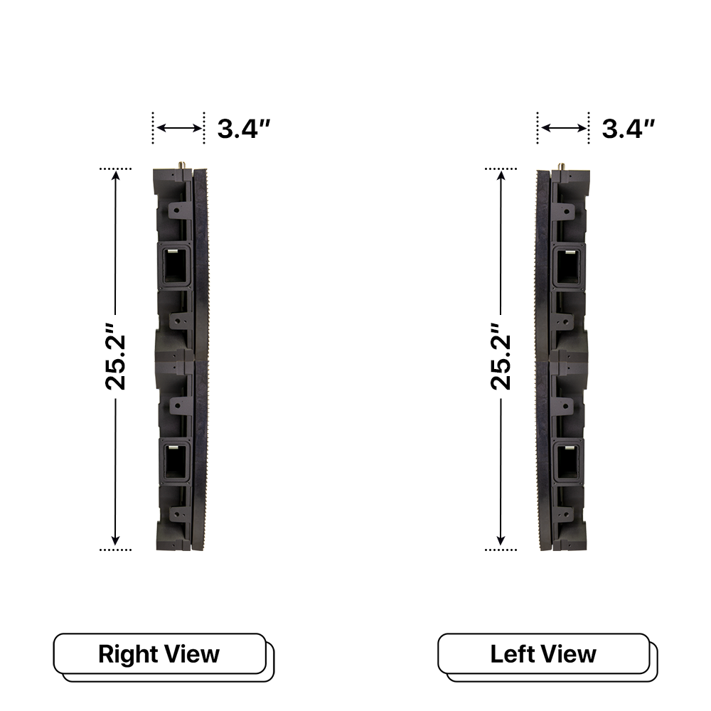 LED Sign City two by two inch LED sign, right and left view, Automatic sensors for brightness and temperature, up to 10000 nits, digital signage market, bar signs