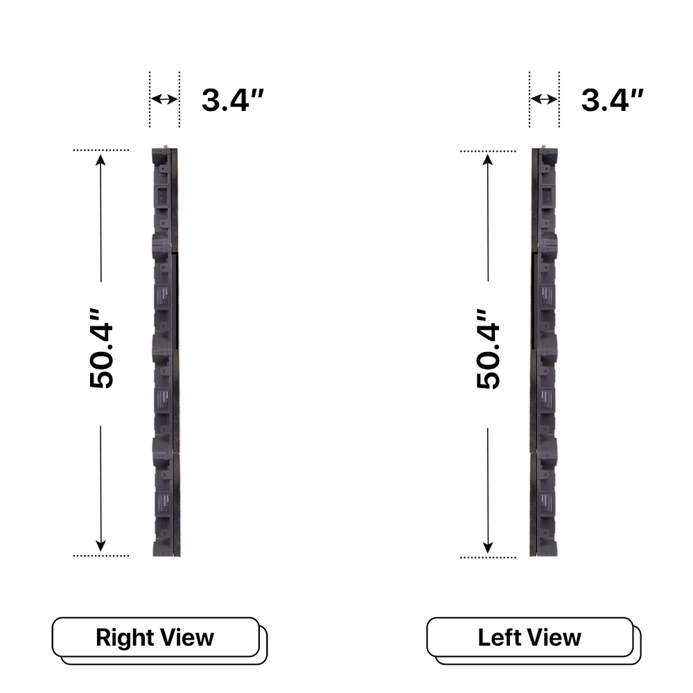 LED Sign City four by nine inch LED sign, right and left view, Automatic sensors for brightness and temperature, up to 10000 nits, digital signage market, bar signs