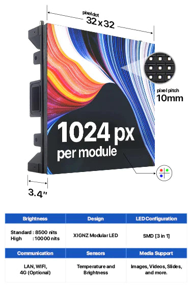 Led Sign City Series 12X24 outdoor custom led sign with brilliant full-color programmable digital signage, Free software, and wireless communication