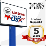 Products LED Sign City 3’ x 2’ LED sign, 3 Resolution Options, Brightness up to 10000 nits, Fully Programmable, Wireless Control System, Automatic sensors for brightness and temperature, Single and Double-sided display visibility